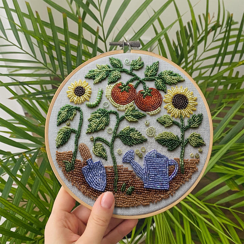 Rubbyoo Bead Embroidery Kit - Vibrant Garden | Diy Botanical Craft | Perfect For Room Ornament - image 8