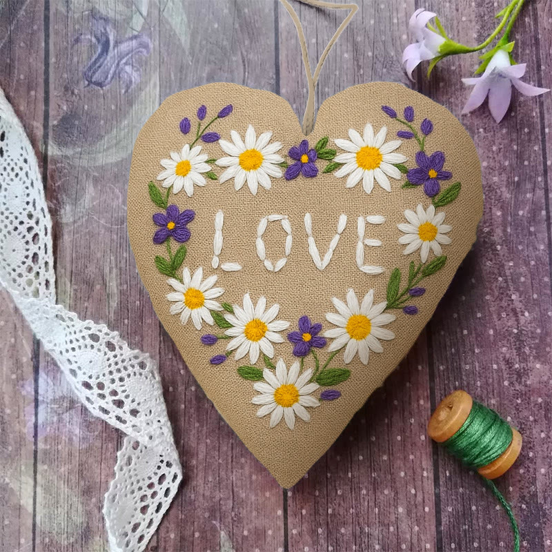Rubbyoo Heart Embroidery Kit - Daisy Love | Creative Valentine Decoration | Unique Anniversary Gift  - image 3