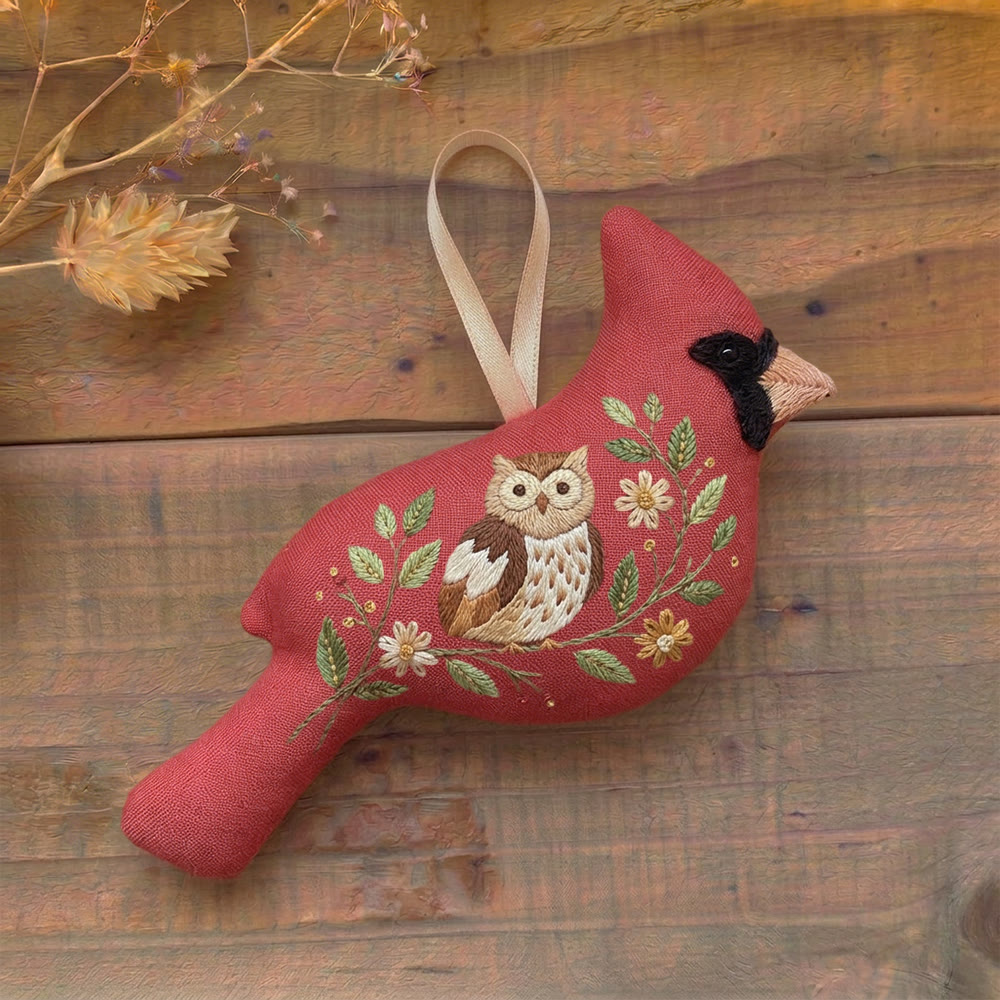Rubbyoo Cardinal Embroidery Kit - Nature Owl Design | Handmade Gift | Cozy Home Accent - image 2
