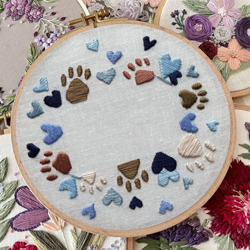 Rubbyoo Embroidery Photo Frame Kit - Adorable Paw Print | Memorable Handmade Craft | Diy Needle Artwork  - image 6