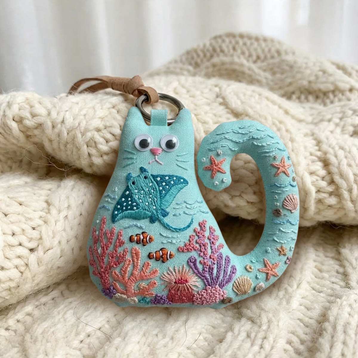Rubbyoo Cat Embroidery Kit - Manta Ray | Hand Stitched Craft | Vibrant Home Ornament - image 4