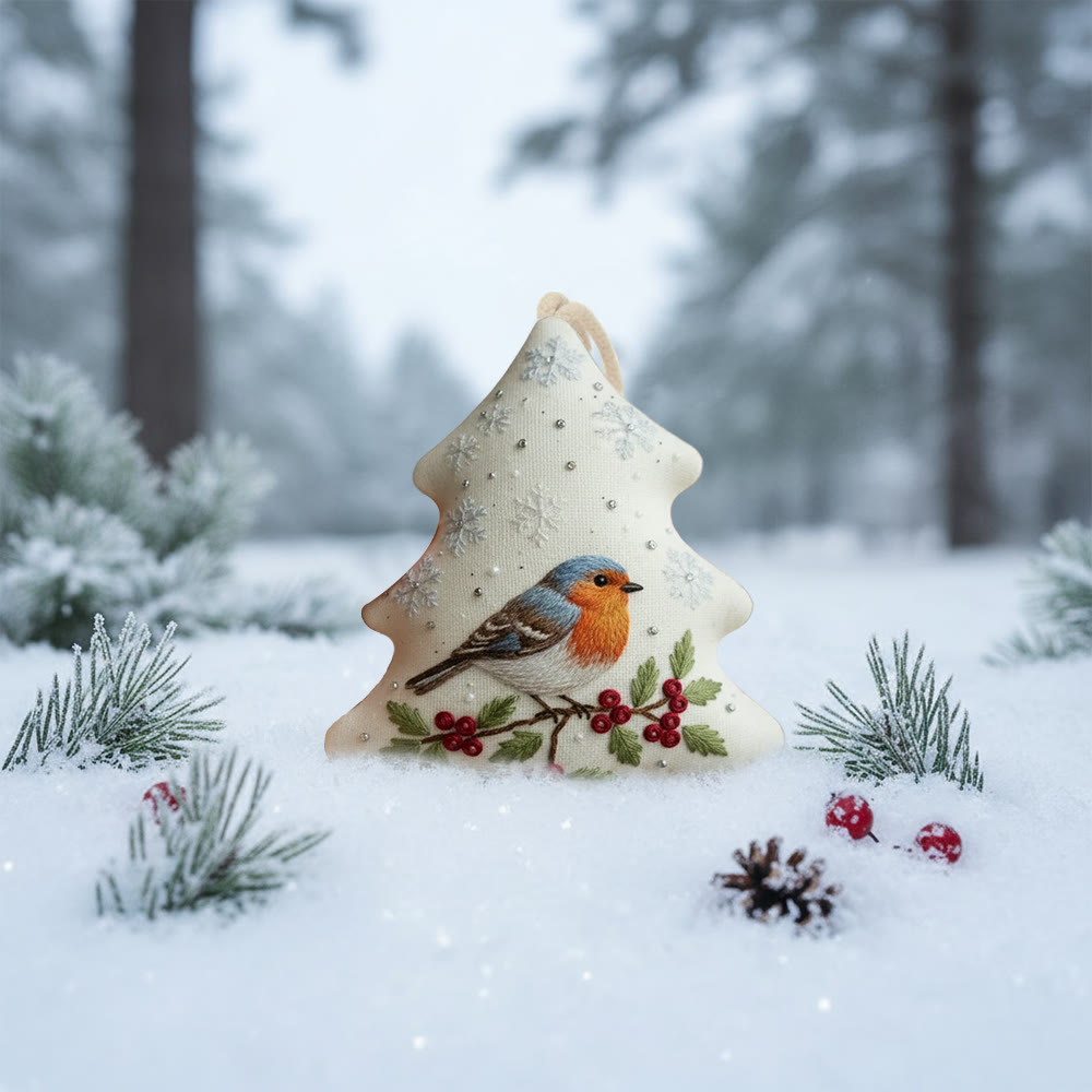 Rubbyoo Tree-shaped Embroidery Kit - Winter Robin | Charming Handmade Ornament | Perfect for Craft Enthusiasts - image 5