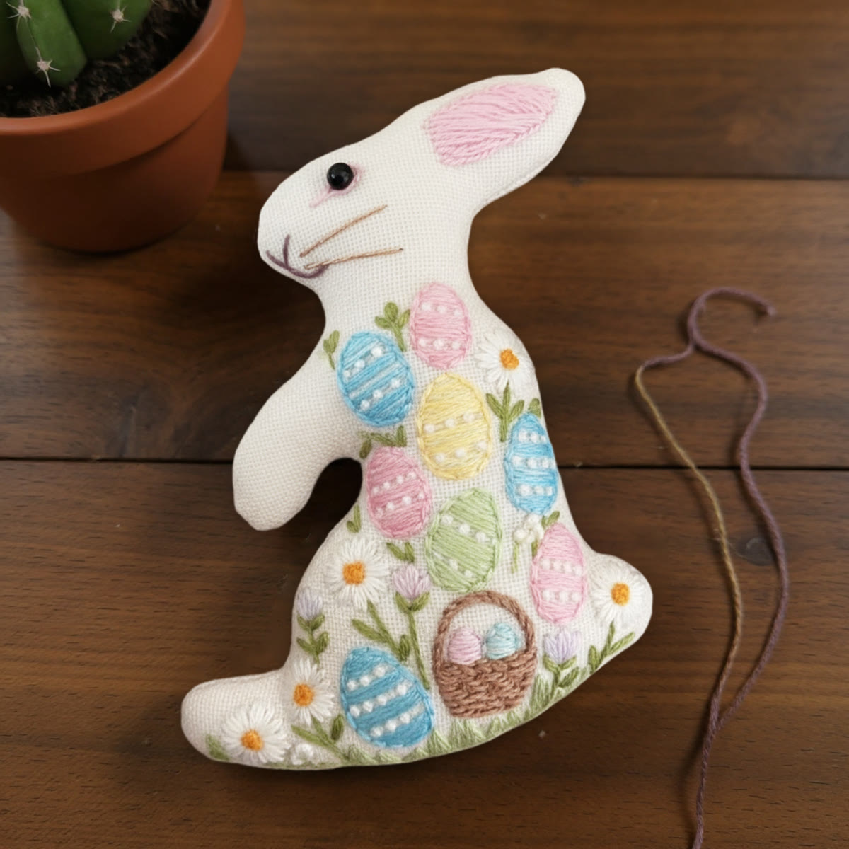 Rubbyoo Rabbit Embroidery Kit - Colourful Egg | Happy Easter Craft | Diy Handmade Art - image 3