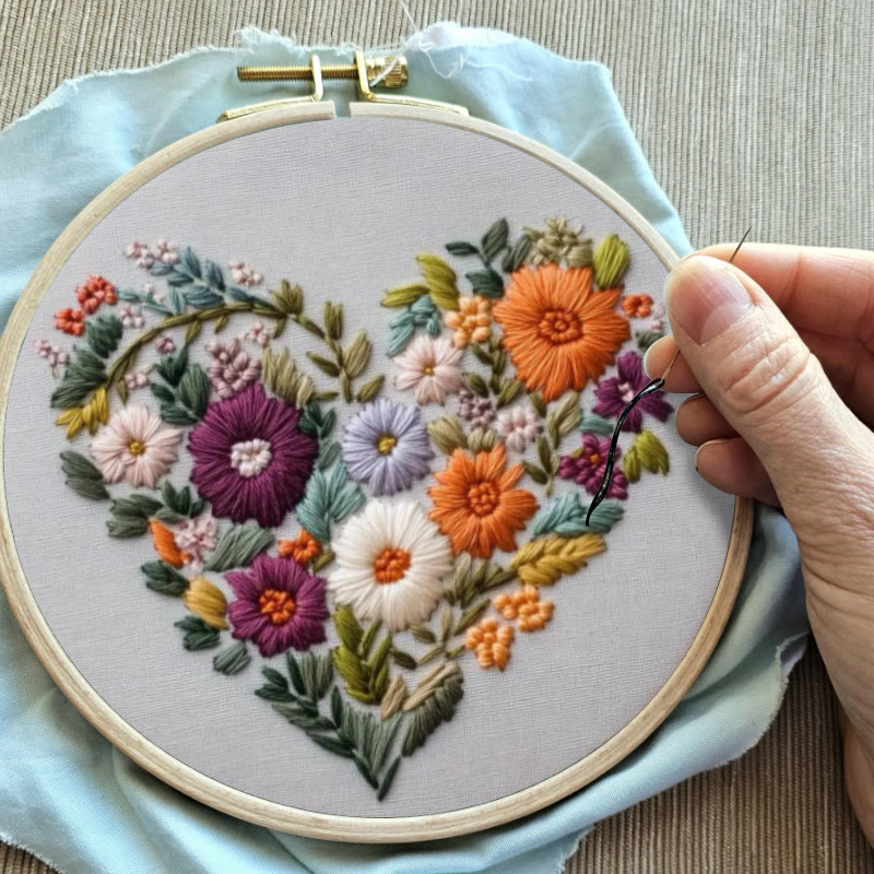 Rubbyoo Embroidery Kit - Charming Floral Heart | Beginner Handmade Craft | Diy Valentine Gift - image 12