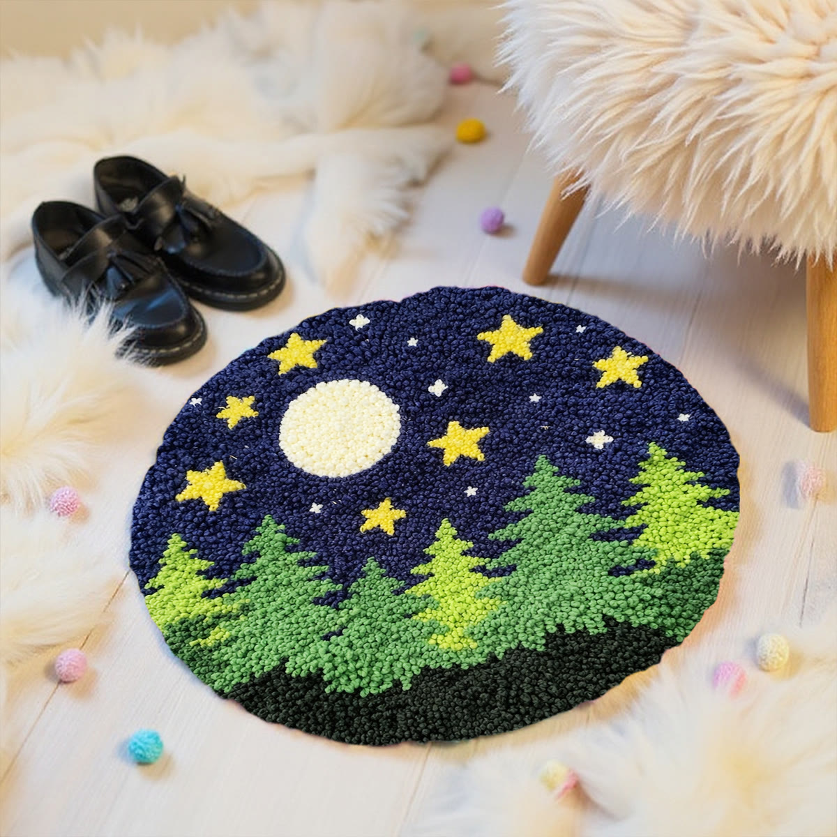 Rubbyoo Latch Hook Rug Kit - Good Night | Bedroom Tufted  Rug | Diy Handmade Craft - image 6