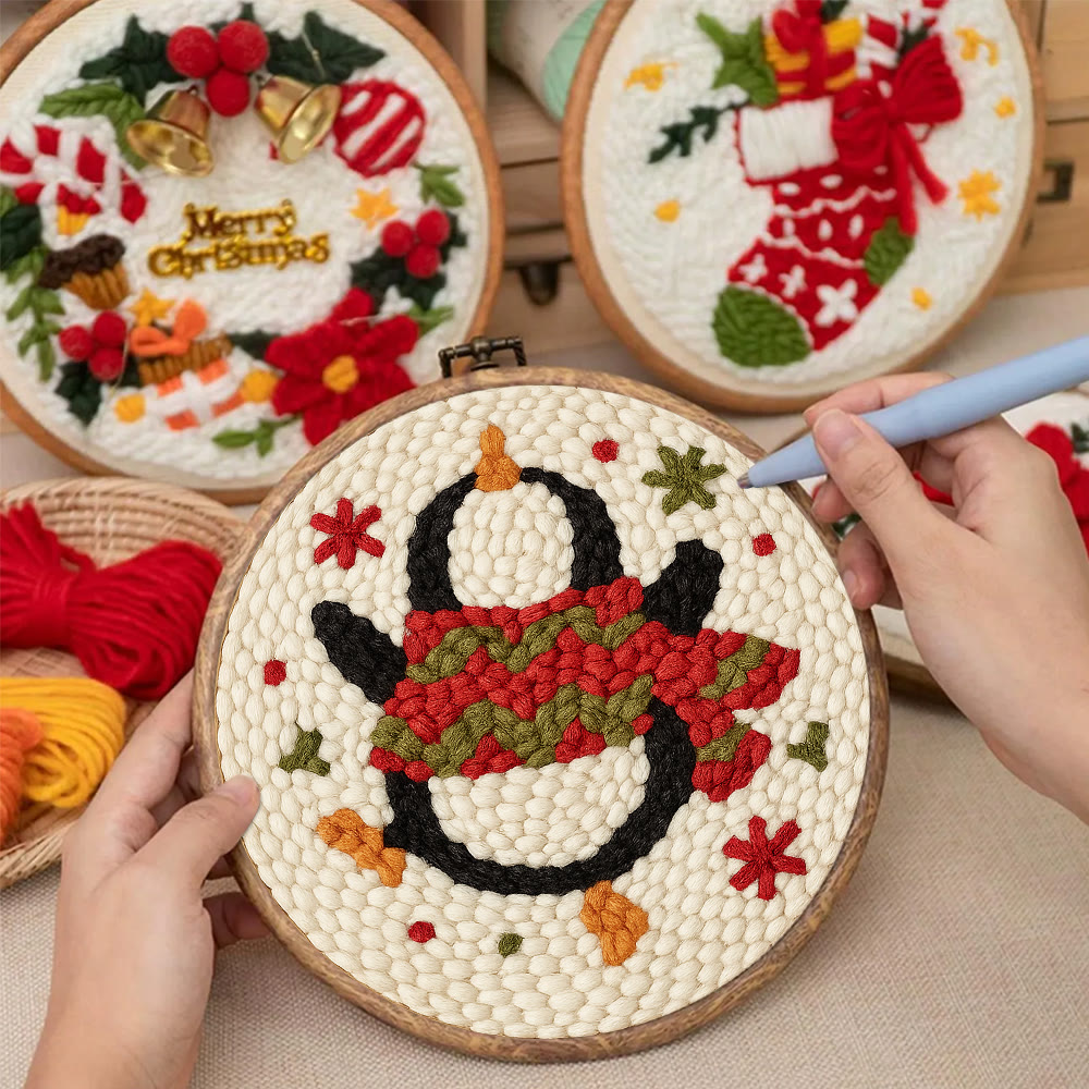 Dancing Penguin Punch Needle Kit - Easy Decorative Handicraft | Perfect Christmas Gifts  - image 7