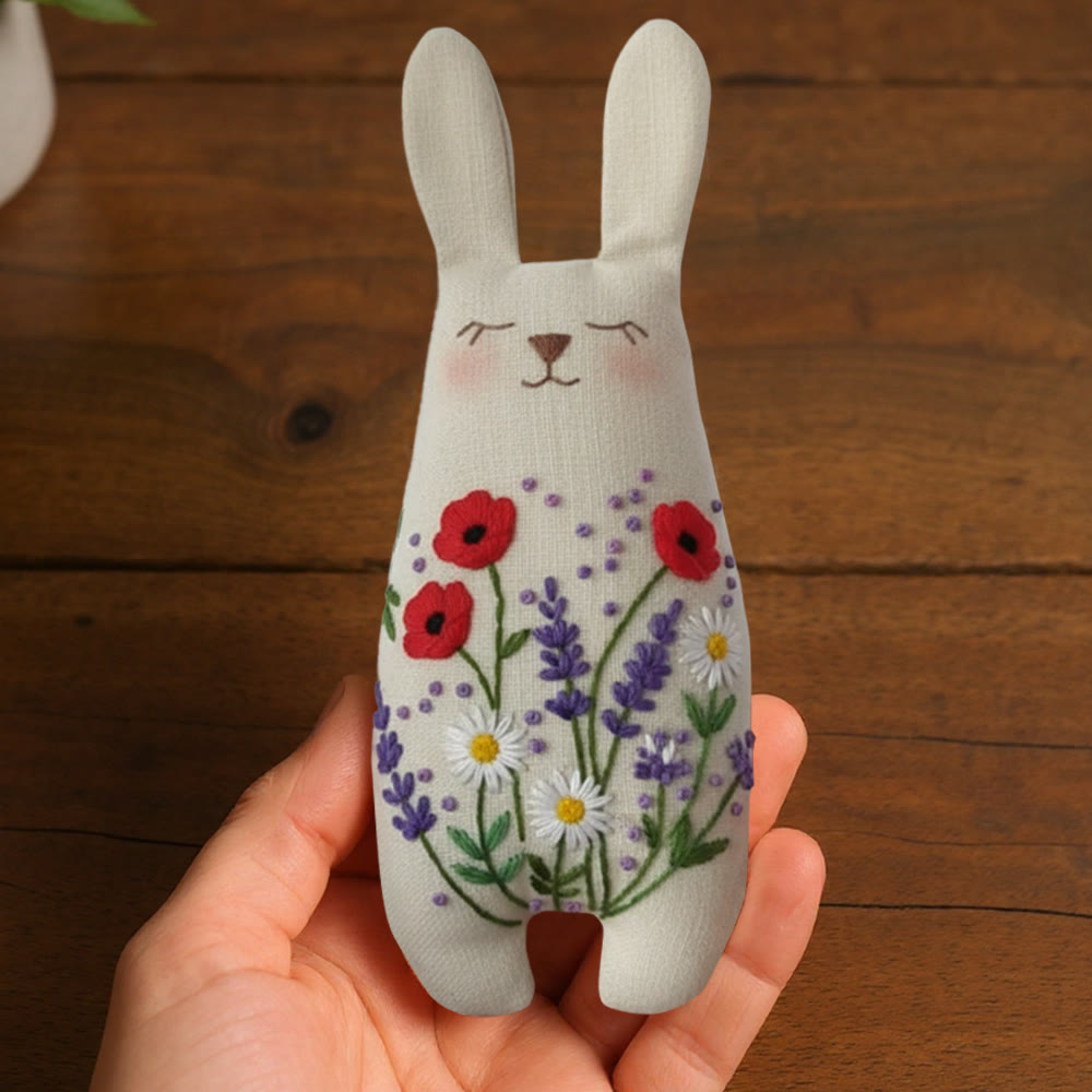 Rubbyoo Bunny Toy Embroidery Kit - Poppy And Lavender | Simple Handwork | Ideal Gift For Flower Lovers - image 4