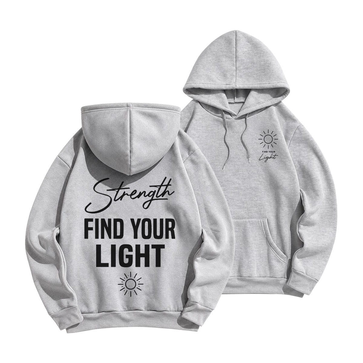 Rubbyoo Find Your Light Unisex Hoodie  - Grey - 2XL - image 22