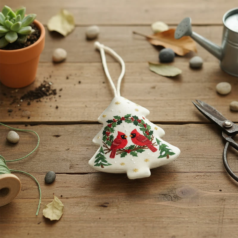 Rubbyoo Tree-shaped Embroidery Kit - Red Cardinal | Diy Christmas Decoration | Beginner Hand Embroidery Gift - image 9