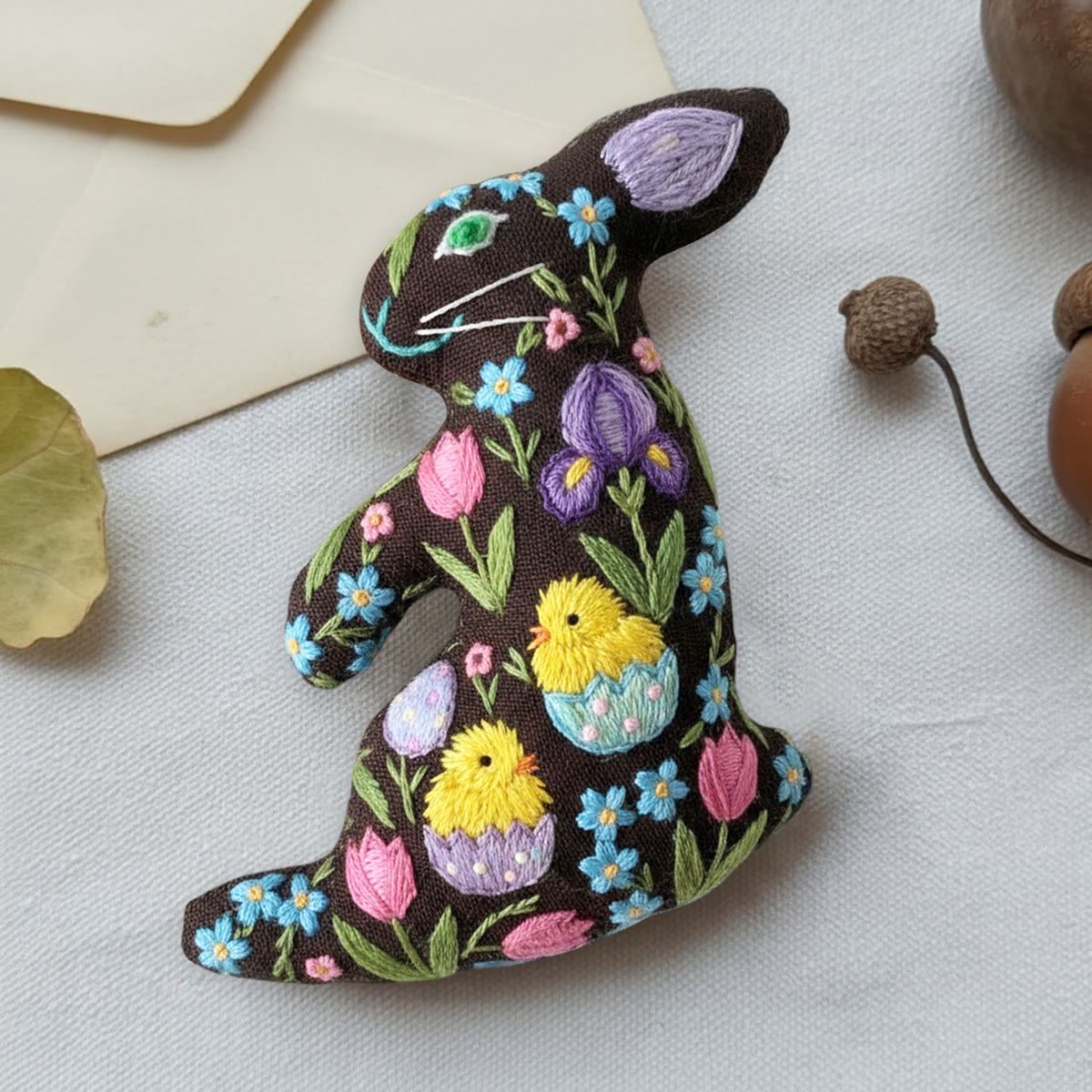 Rubbyoo Rabbit Embroidery Kit - Chick And Flower | Easter Bunny Ornament | Diy Stitch Artwork - image 6