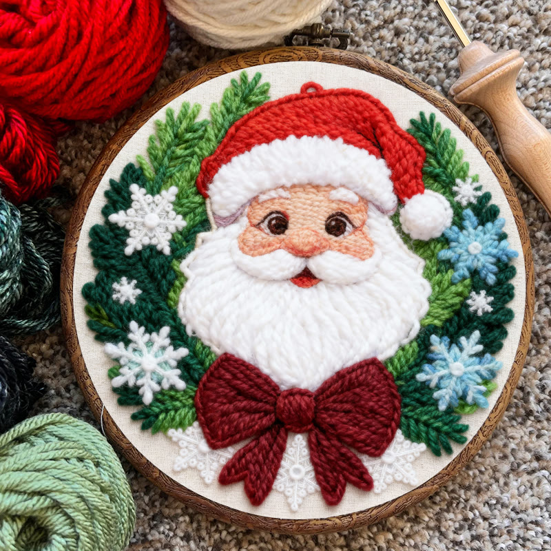 Happy Santa Claus Punch Needle Kit - Diy Beginner Handicraft | Christmas Tree Hanging Art - image 8