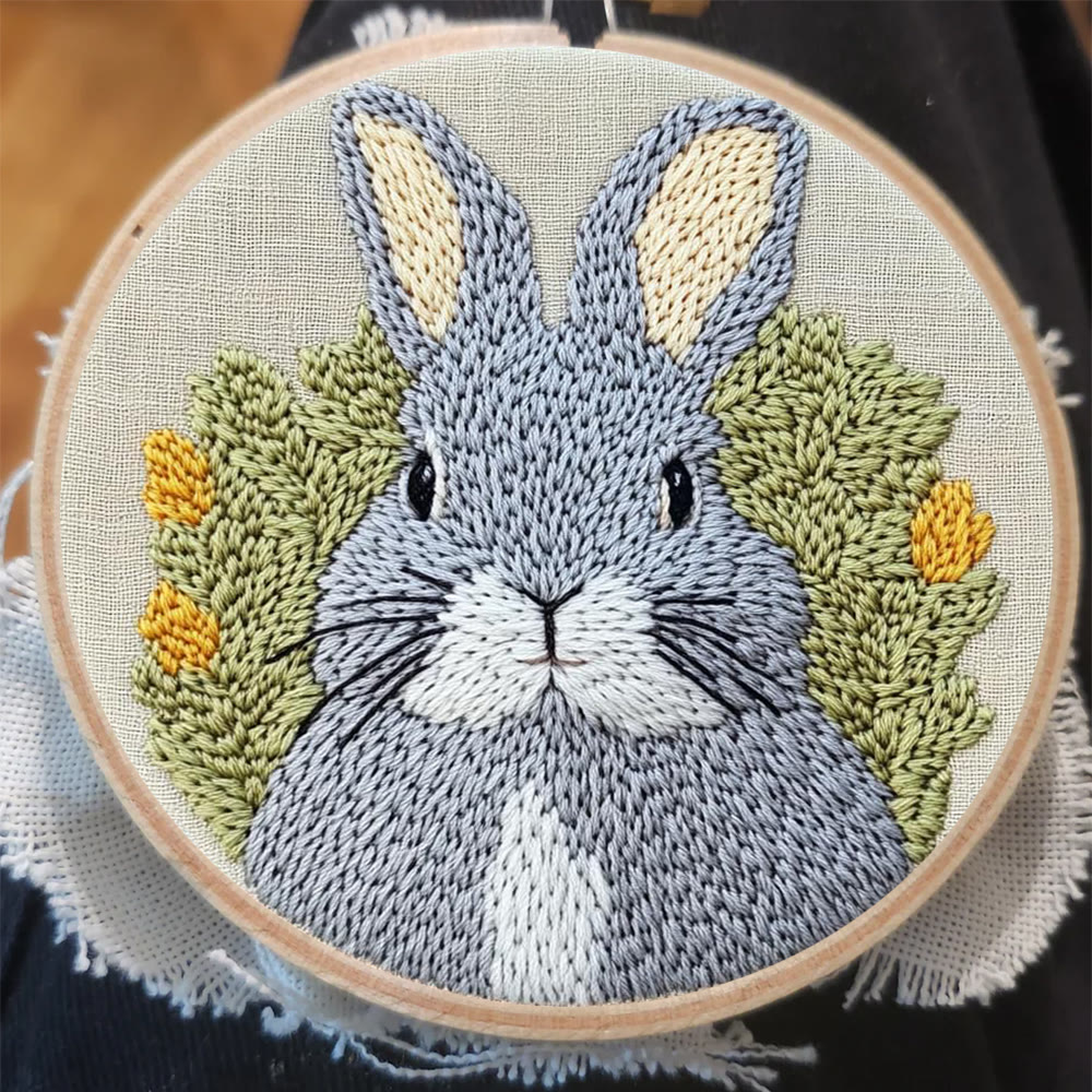 Grey Bunny Portrait Punch Needle Kit - Accessible Craft | Heartwarming Gift Idea - image 5