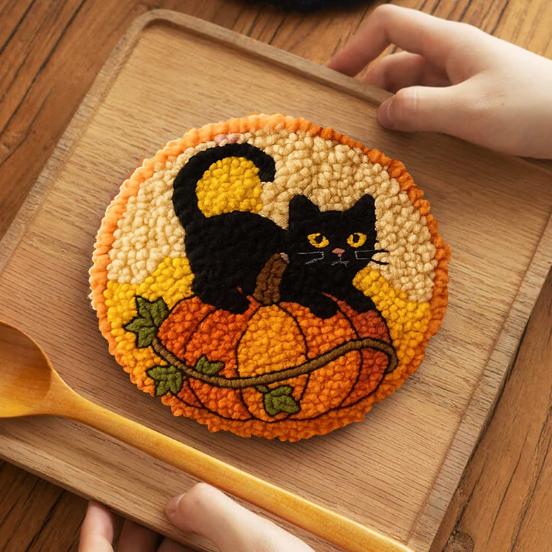 Black Kitten Punch Needle Kit - Cute Animal Craft | Perfect For Halloween Decor - 5 inch Coaster Kit - image 11