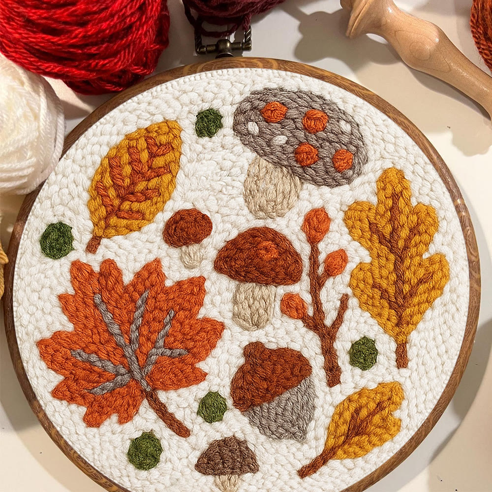 Autumn Leaves Punch Needle Kit - Diy Wall Hanging | Seasonal Needle Artwork - image 4