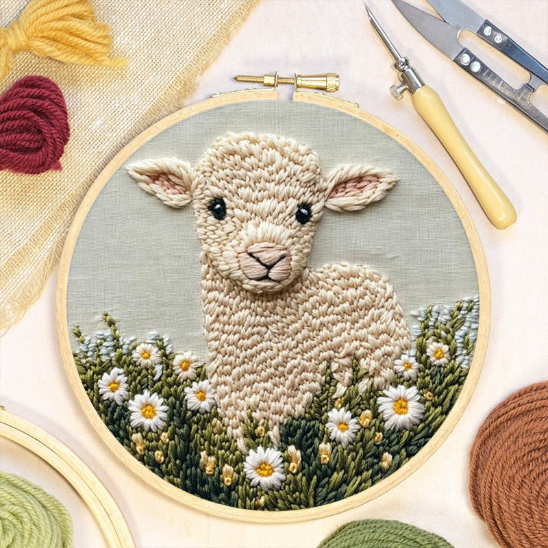 Little Lamb Punch Needle Kit - Daisies Pattern Craft | Perfect For Beginners - image 2