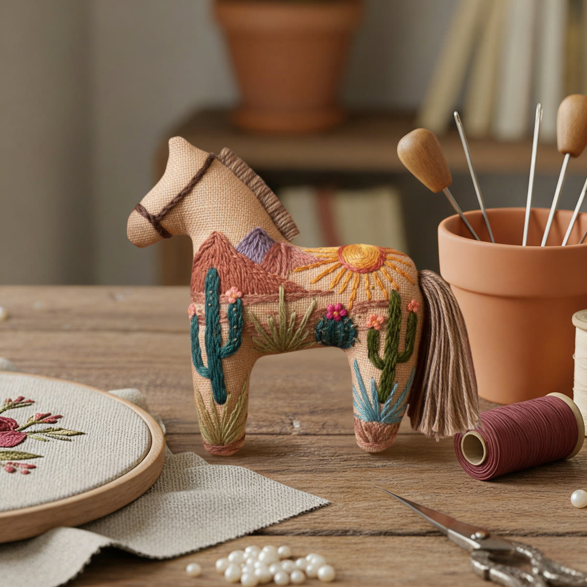 Rubbyoo Dala Horse Embroidery Kit - Desert Scenery | Sewing Handmade Gift | Interesting Pendant - image 5
