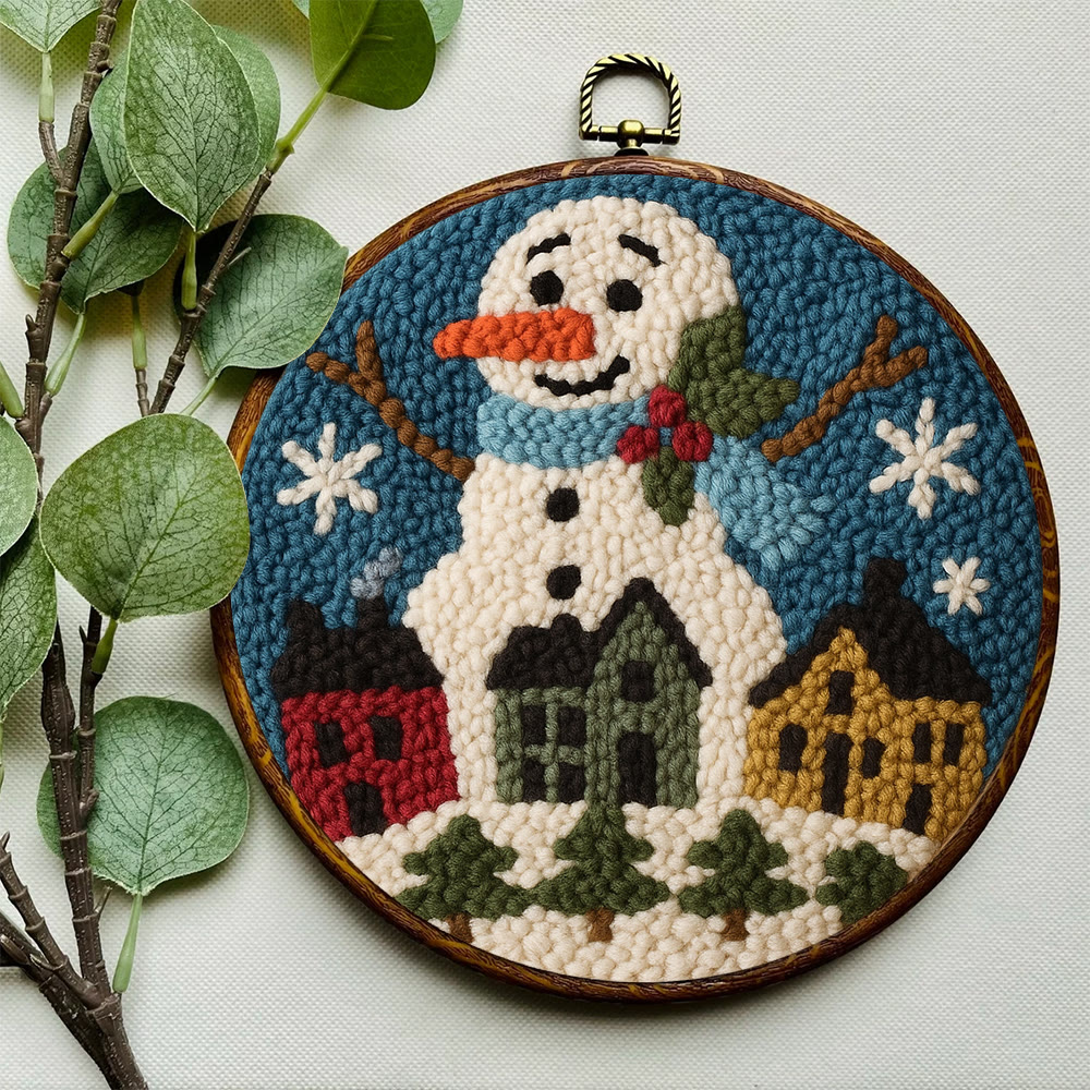 Village Snowman Punch Needle Kit – Beginner-Friendly Project | Charming Holiday Wall Piece - image 6