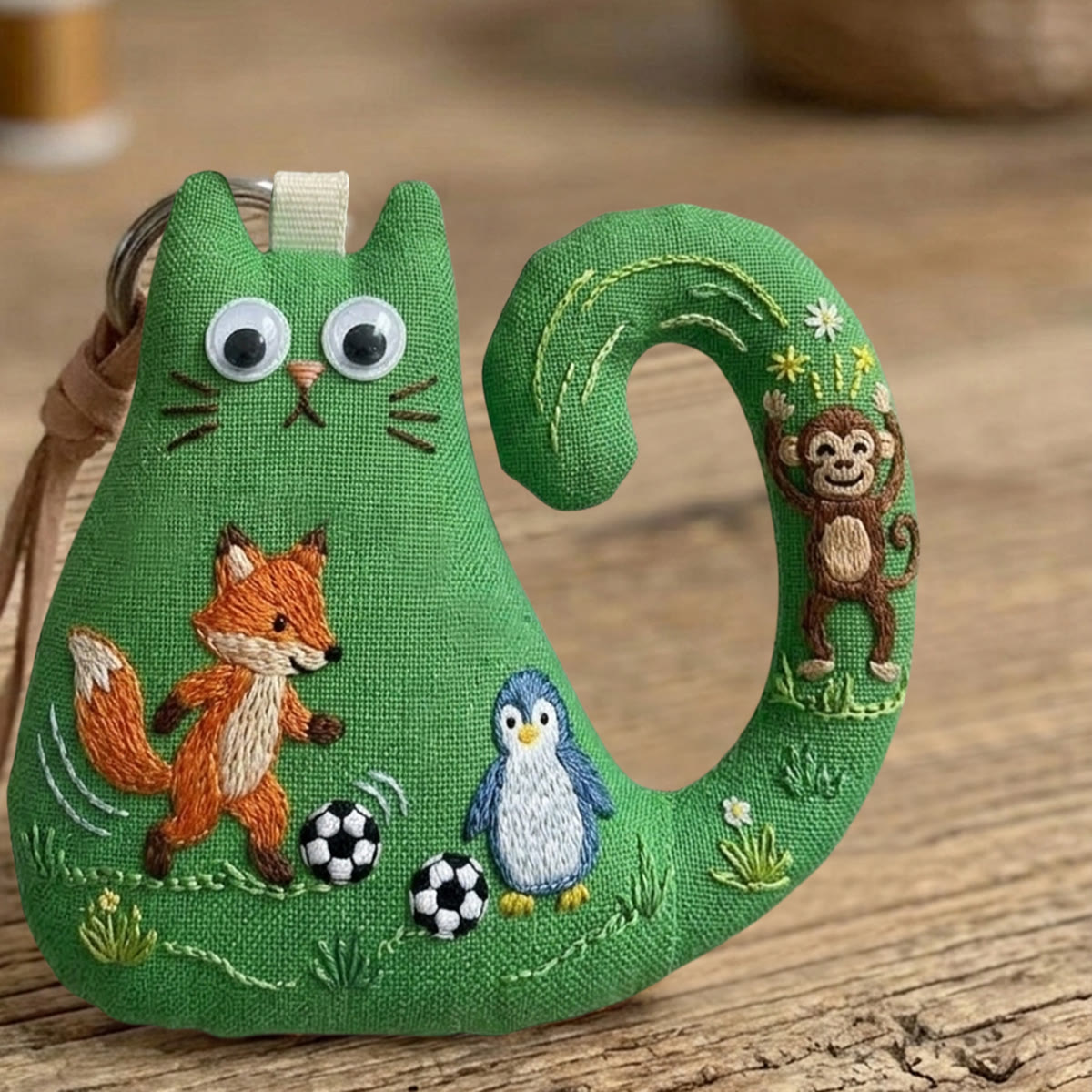 Rubbyoo Cat Embroidery Kit -  Fox Penguin Soccer | Unique Gift For Football Fans | Cute Purse Accessory - image 7