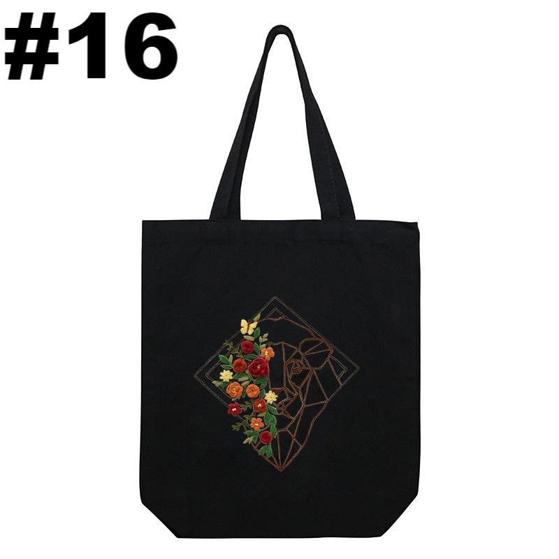 Embroidery Black Canvas Tote Bag Kits | Fashion Bags For Birthday Gifts | Handmake Unique Craft - #16 - image 17