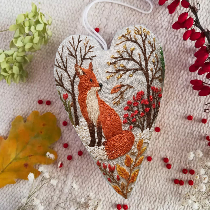 Rubbyoo Heart Embroidery Kit - Winter Fox | Diy Animal Craft | Unique Car Hanging Decor - image 8