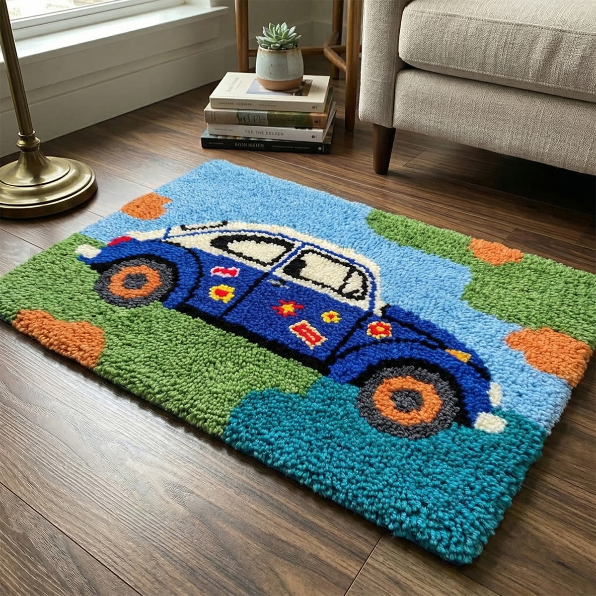Rubbyoo Latch Hook Rug Kit - Retro-style Car | Car Lover Gift | New Home Gift - image 7
