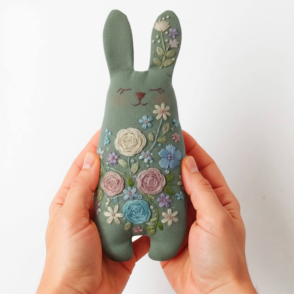 Rubbyoo Bunny Toy Embroidery Kit - Colorful Flower | Handmade Stuffed Bunny Toy | Sewing Bunny Kit - image 5