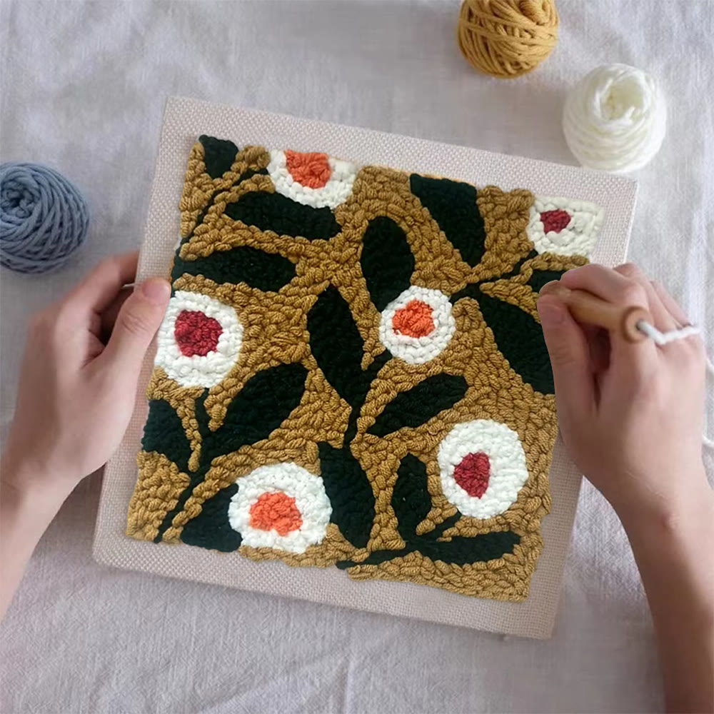 Little Flowers Square Punch Needle Kit - Diy Entryway Floral Decor | Easy Needle Artwork - image 8