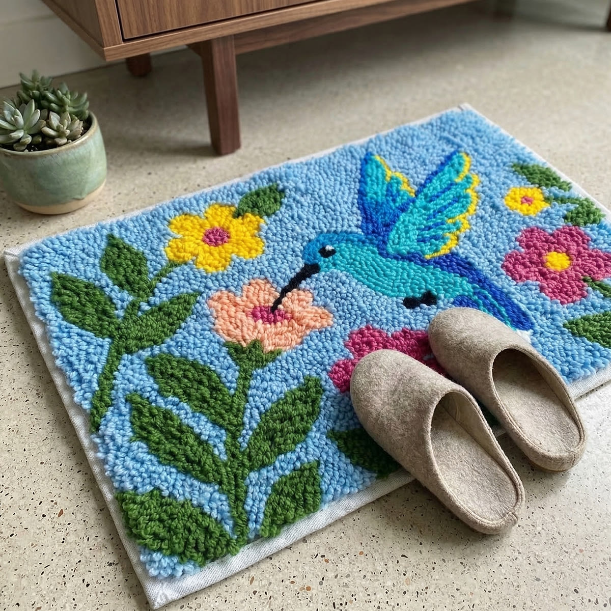 Rubbyoo Latch Hook Rug Kit - Hummingbird | Decorative Outdoor Mat |  Diy Hook Craft  - image 5