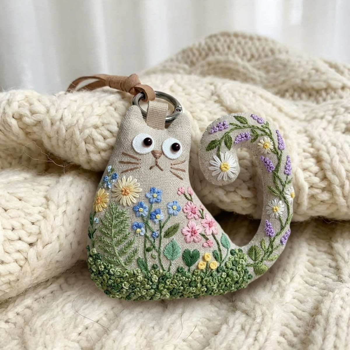 Rubbyoo Cat Embroidery Kit - Wildflower Meadow | Mother's Day Gift Idea | Cottagecore Handmade Bag Accessory  - image 2