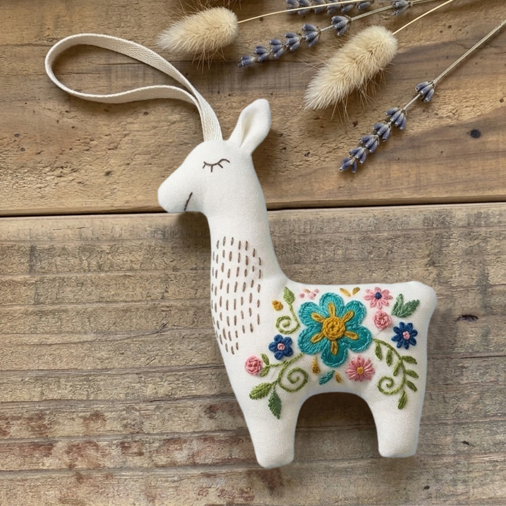 Rubbyoo Llama Embroidery Kit - Little Flower | Floral Handmade Art | Stuffed Alpaca Toy For Kid  - image 6