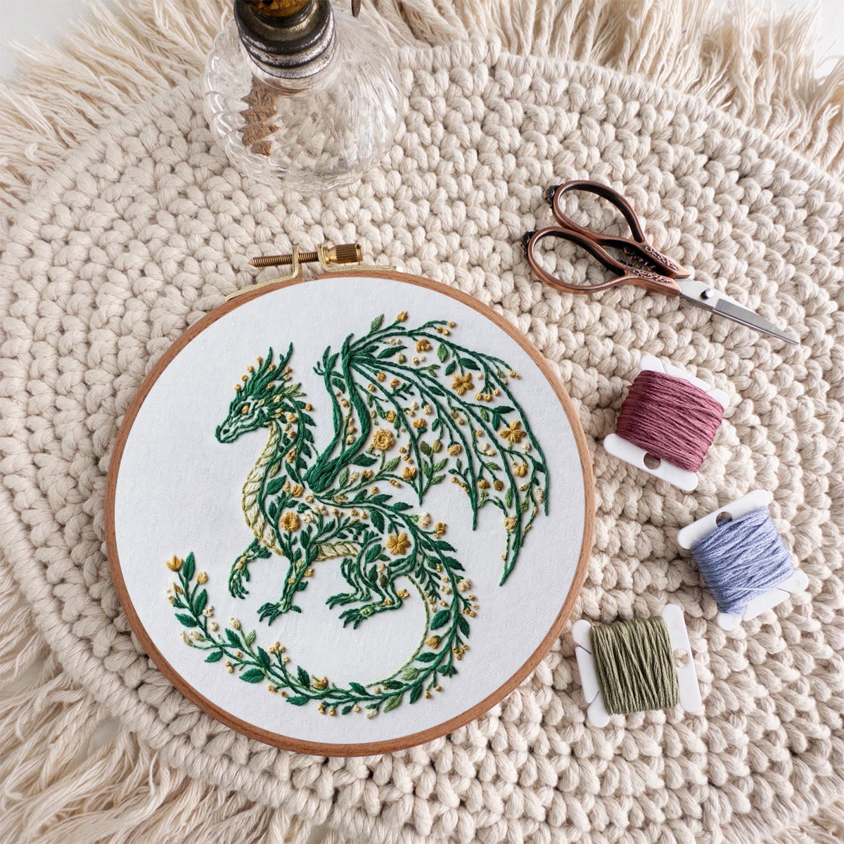 Rubbyoo Embroidery Kit - Forest Dragon | Mythical Dragon Hoop Art  | Special Animal Motif Kit For Kids - image 9