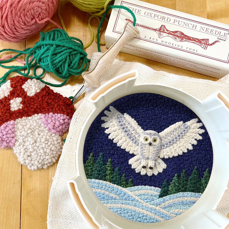 Snowy Night Owl Punch Needle Kit - Magical Handcraft Creation Whimsical | Home Styling Piece - image 12