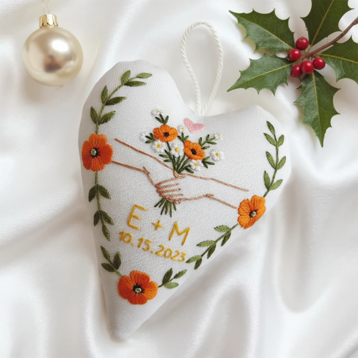 Rubbyoo Heart Embroidery Kit - To Hold Your Hand | Handmade Wedding Craft |  Hanging Gift For Couple  - image 4