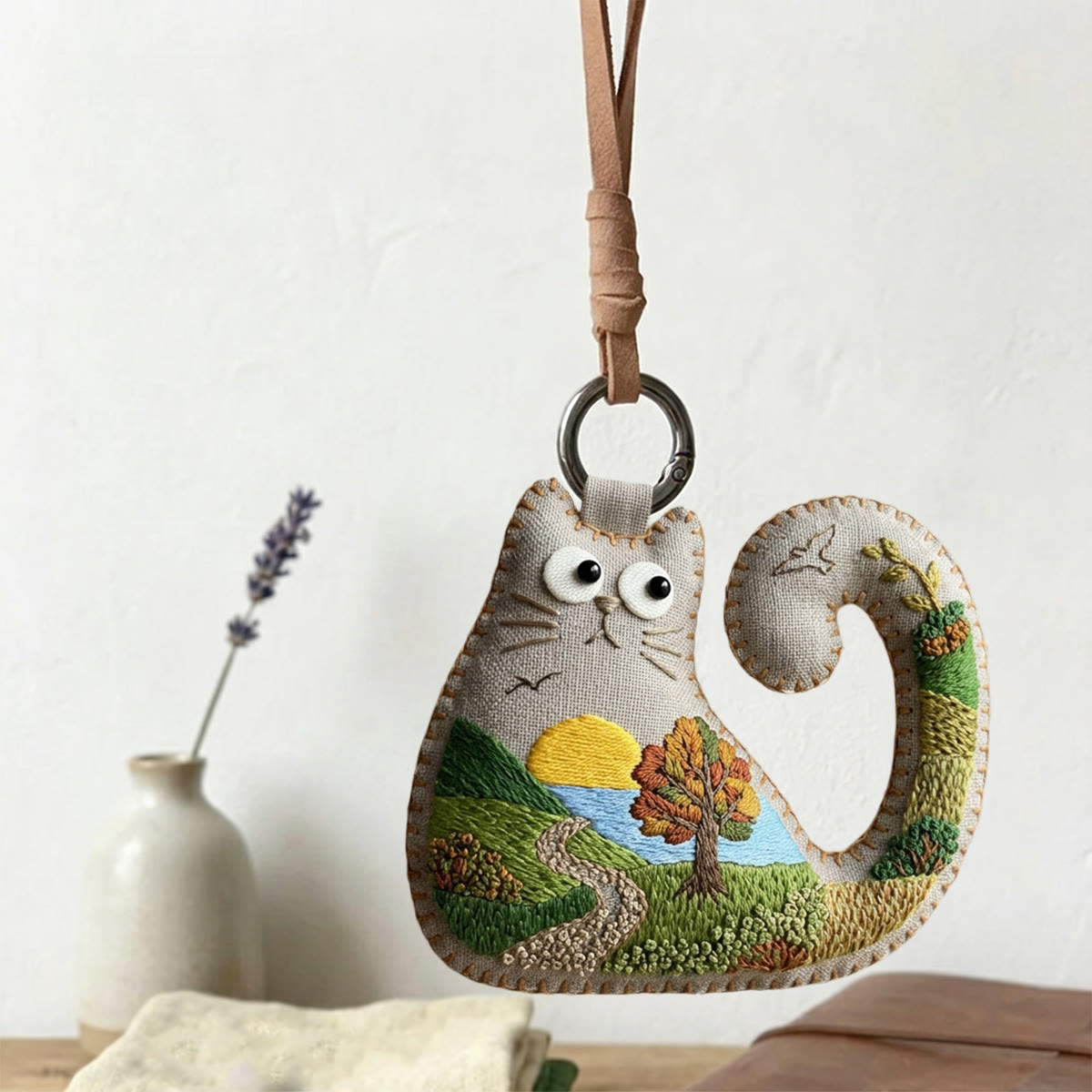 Rubbyoo Cat Embroidery Kit - Rolling Hills And Fields | Gift For Nature Lovers | Wall Gallery Accent - image 5