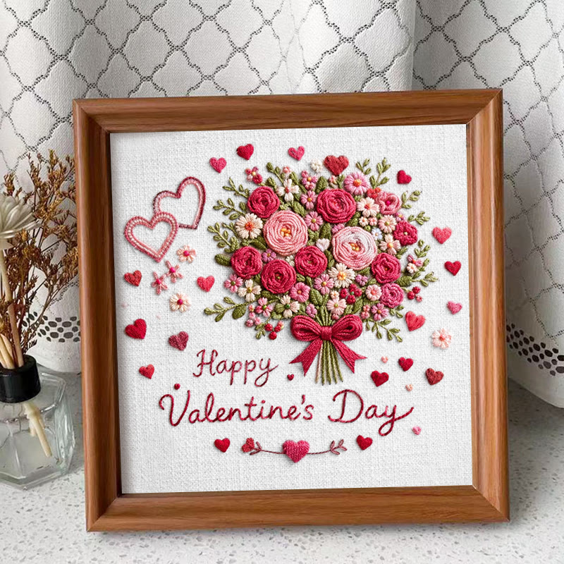Rubbyoo Embroidery Kit - Blooming Bouquet | Diy Valentine's Day Collection | Handmade Gift For Her - Embroidery Kit Plus An Extra Frame - image 9