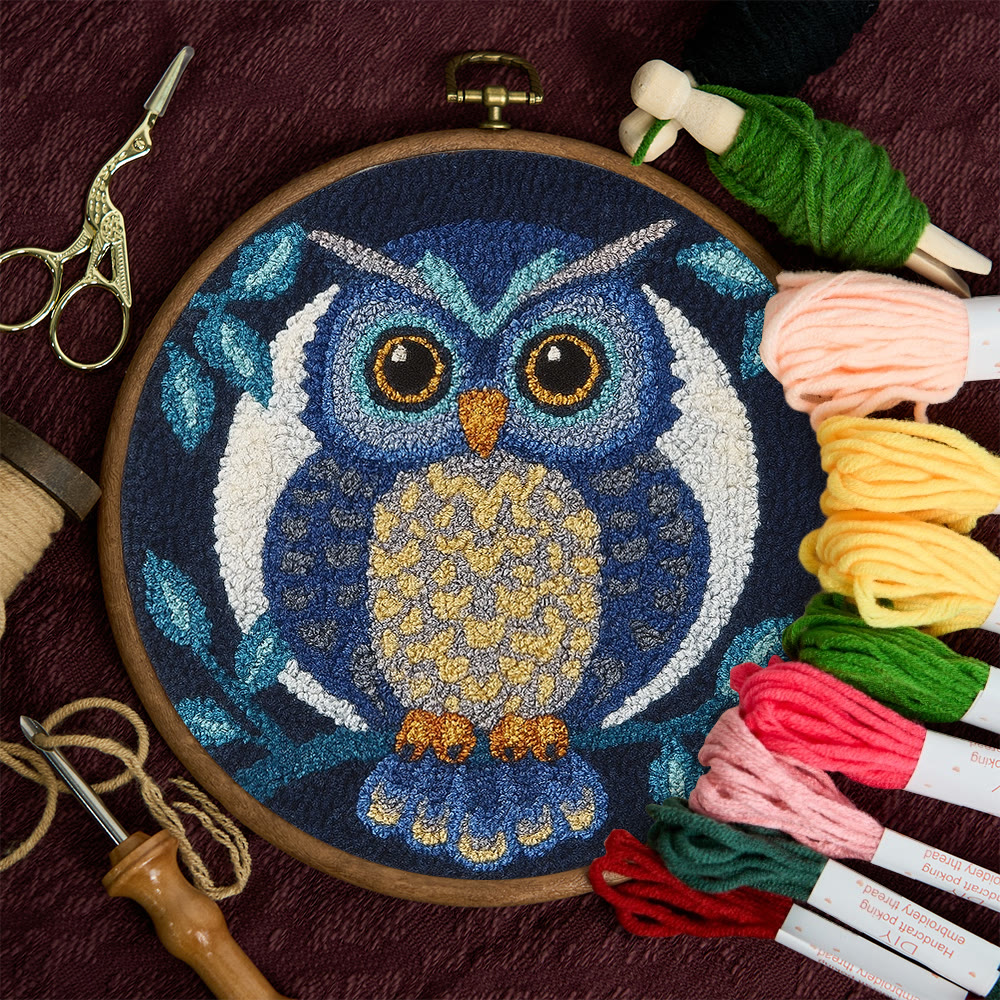 Blue Owl Punch Needle Kit - Handmade Craft | Detailed Outlines  - image 9