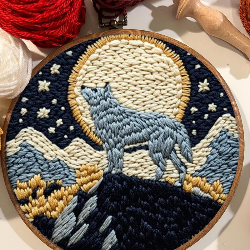 Wolf And Moon Punch Needle Kit - Unique Needle Artwork | Perfect Wall Hanging - image 2