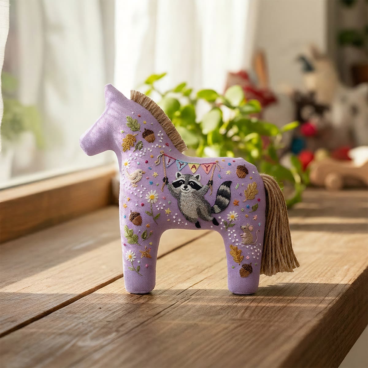 Rubbyoo Dala Horse Embroidery Kit - Cute Raccoon | Diy Handmade Craft | Nursery Decor - image 4