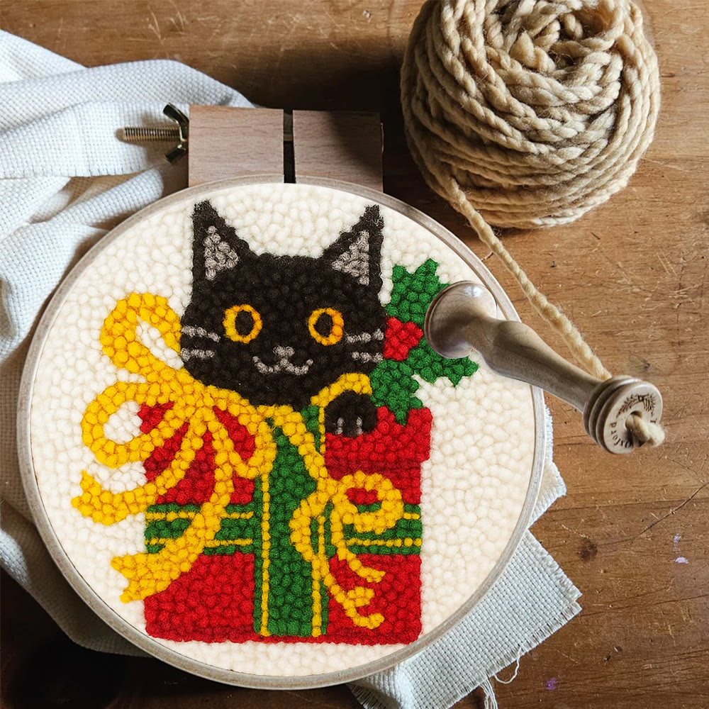 Christmas Black Cat Gift Punch Needle Kit – Festive DIY Handiwork | Sweet Holiday Ornament - image 8