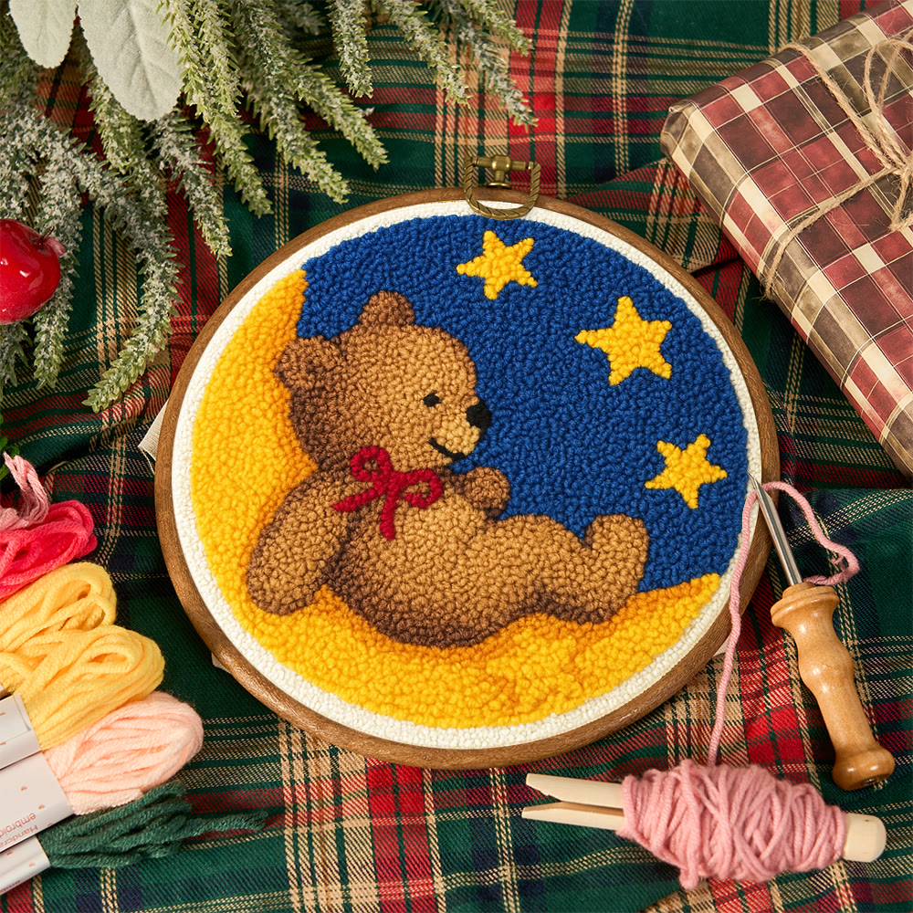 Moon Bear Punch Needle Kit - Handcrafted Art | Cozy Home Decor Hanging Ornament - image 10