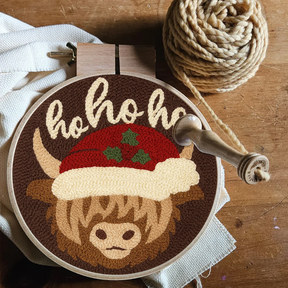 Christmas Highland Cow Punch Needle Kit - Diy Door Decor | Easy Handicraft For Adults - image 10