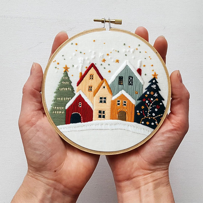 Rubbyoo Embroidery Kit - Village Snowscape | Festive Christmas Gift | Hand Embroidery Stitch Art - image 6