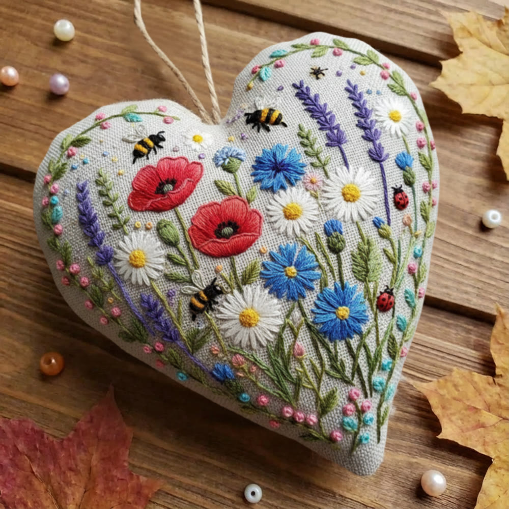 Rubbyoo Heart Embroidery Kit - Poppy And Wildflower Meadow | Fresh Diy | Vibrant Home Touch - image 7