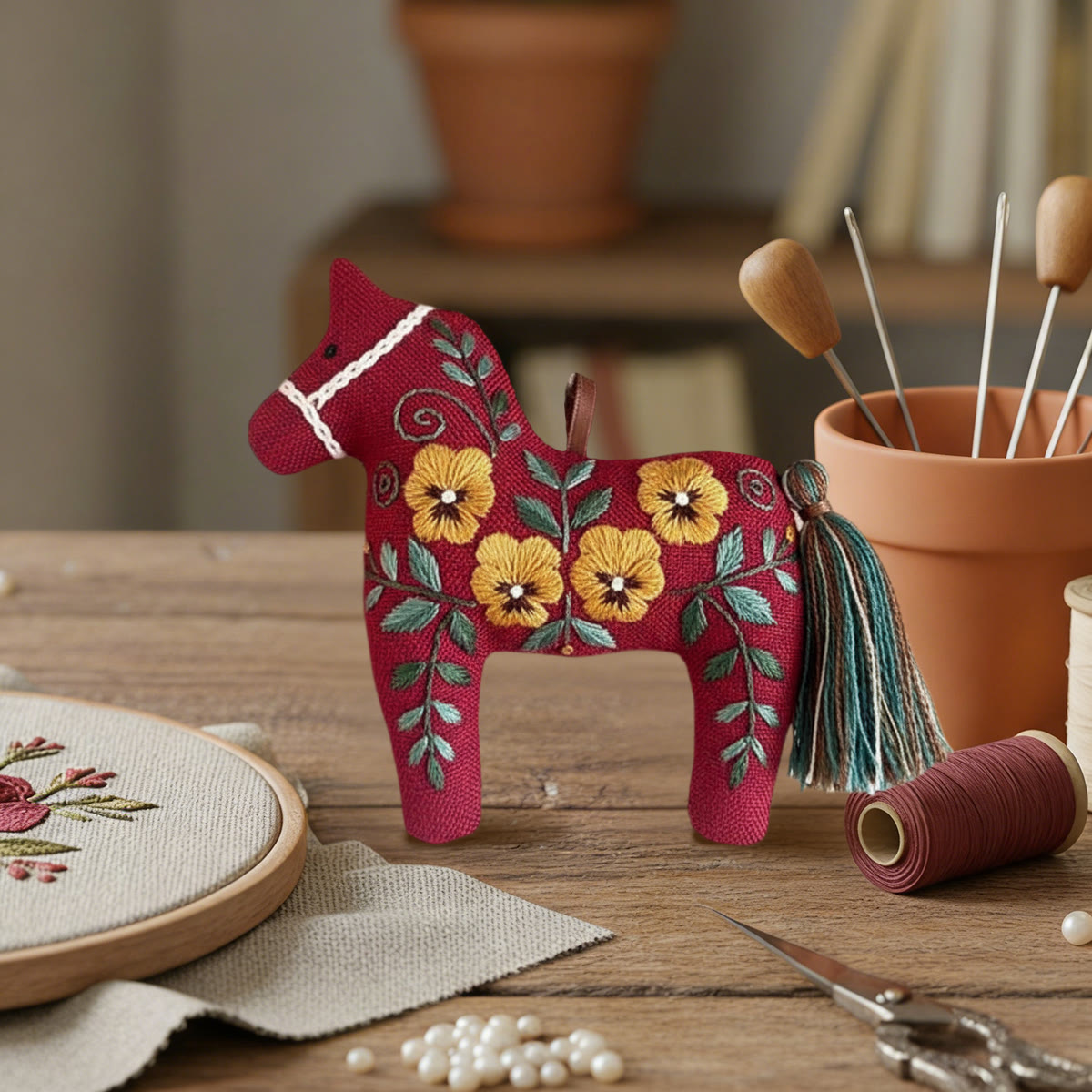 Rubbyoo Dala Horse Embroidery Kit - Yellow Flowers | Sewing Handmade Gift | Unique Home Decor  - image 4