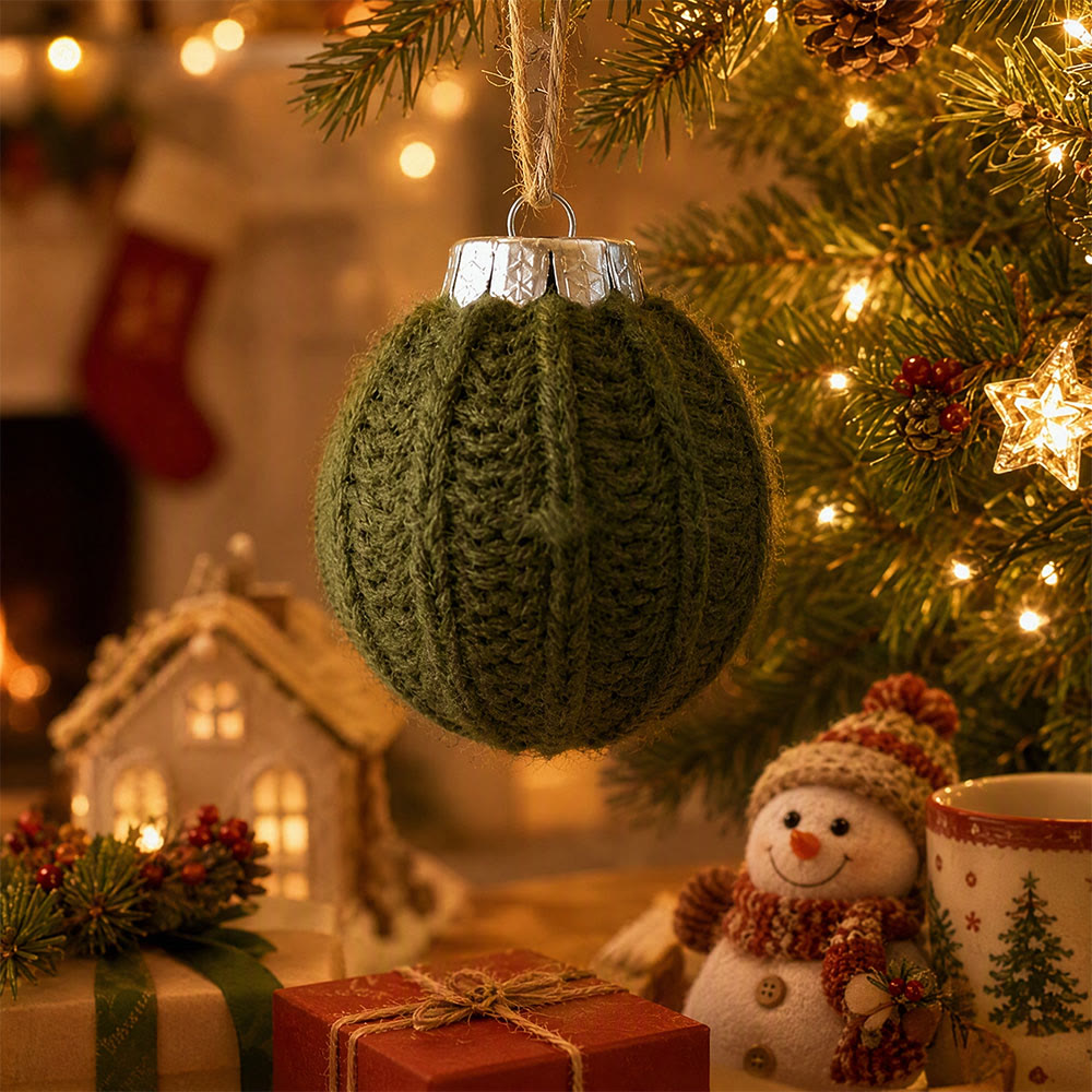 Rubbyoo Crochet Christmas Ball Ornament – Handmade Xmas Tree Hanging | Cozy Festive Party Decor - Light Green - image 7