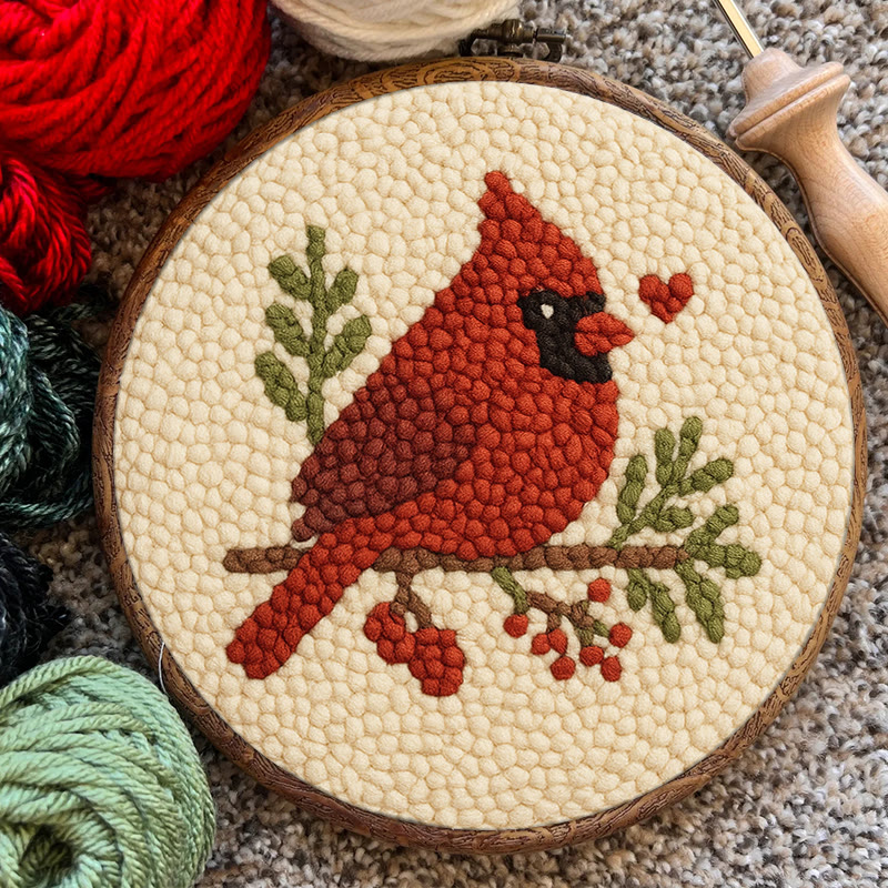  Red Bird Punch Needle Kit - Easy For Beginner | Perfect Christmas Gift Idea - image 7