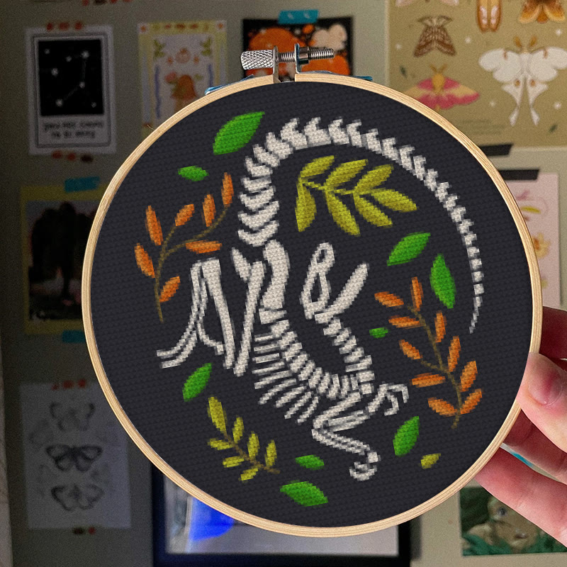 Cross Stitch Kit - Dinosaur Skeleton | Unique Wall Decor | Diy Craft For Handmade Lover - image 4