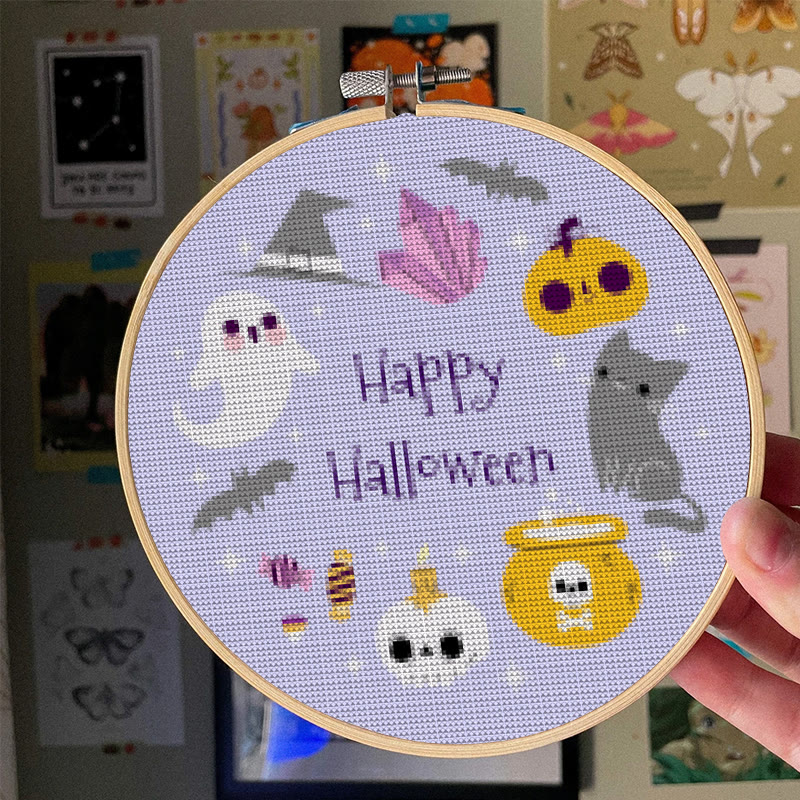  Cross Stitch Kit - Happy Halloween | Halloween Stitch Artwork | Diy Holiday Craft For Decoration - image 4