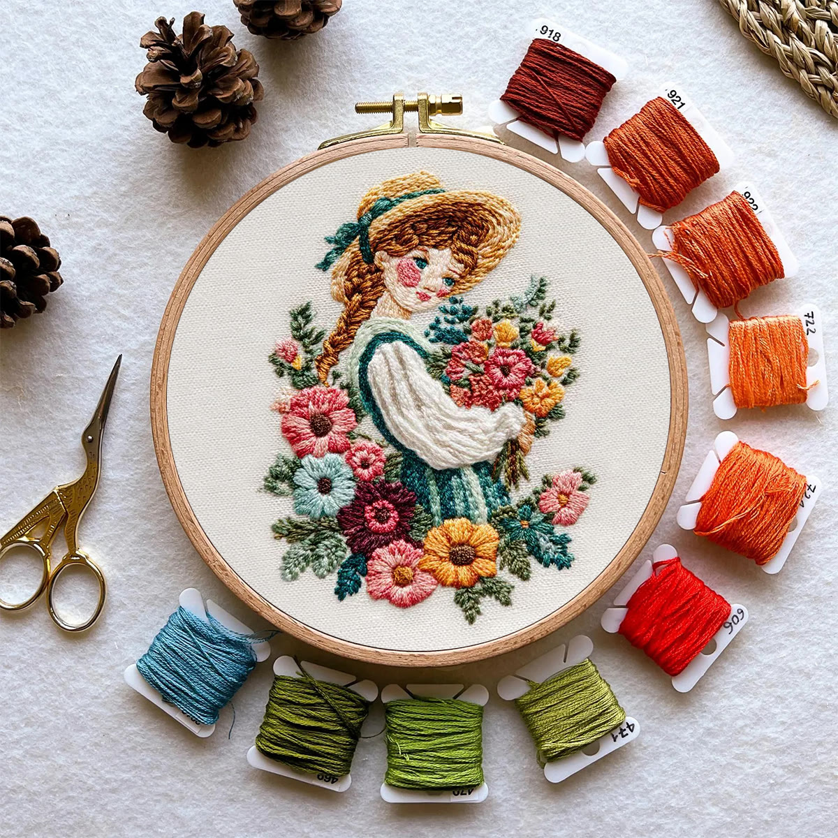 Rubbyoo Embroidery Kit - Straw Hat Girl With Bouquet | Cozy Home Decor Accent | Beginner-Suitable Craft - image 11