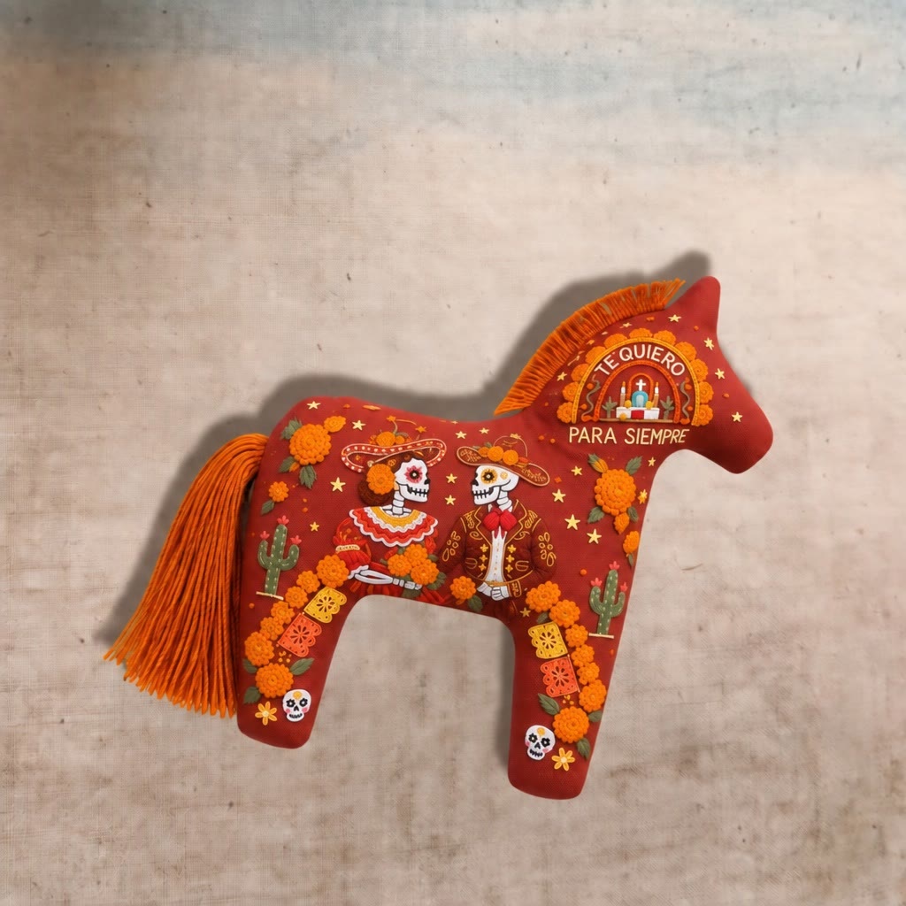 Rubbyoo Dala Horse Embroidery Kit - Forever Marigold Love | Floral Day Of The Dead Accent | Mexican Folk Art Holiday Decor - image 8